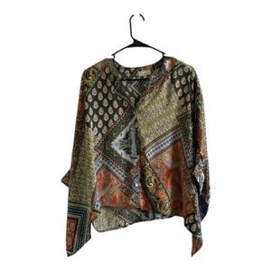 Chenault Green and Orange Paisley Blouse